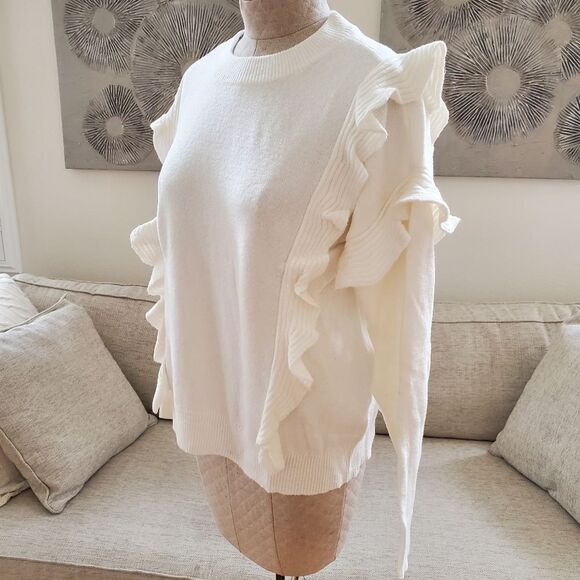 Charter Club Ruffled Sweater Sz Lg - Picture 4 of 11
